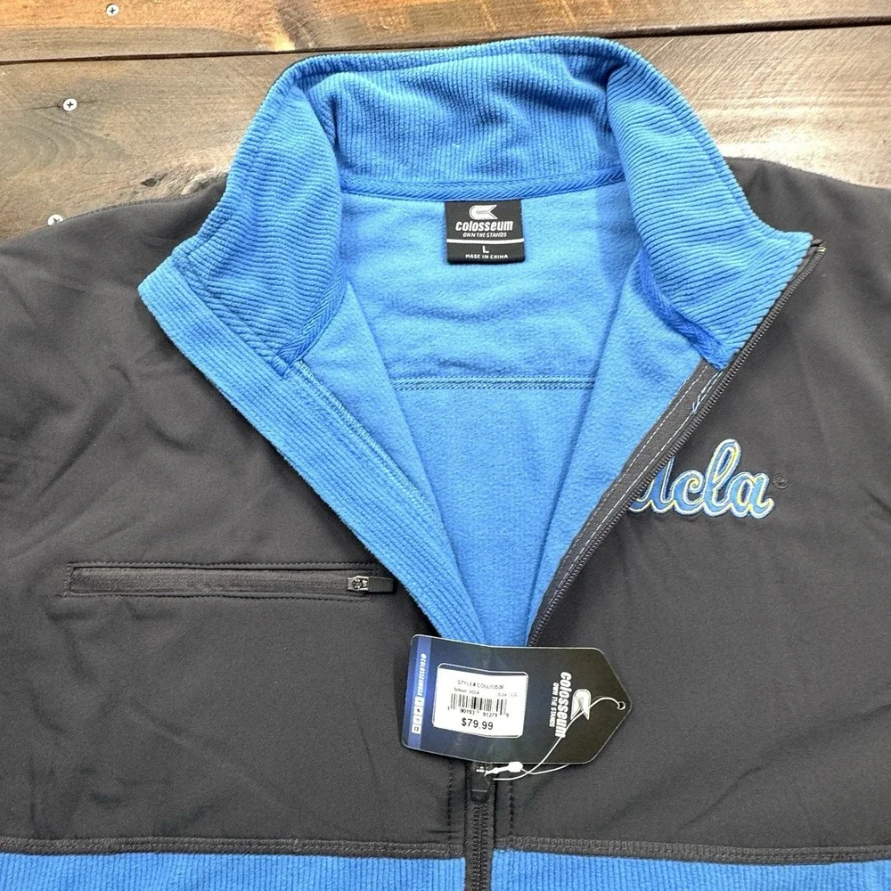 Men's Colosseum UCLA‎ Bruins Blue & Gray Mesa Corded Polar Full Zip Fleece Large